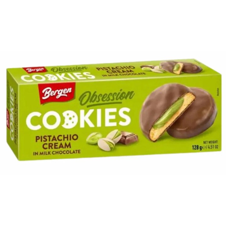 Biscuiți Bergen Obsession ciocolată pistachio, 128g