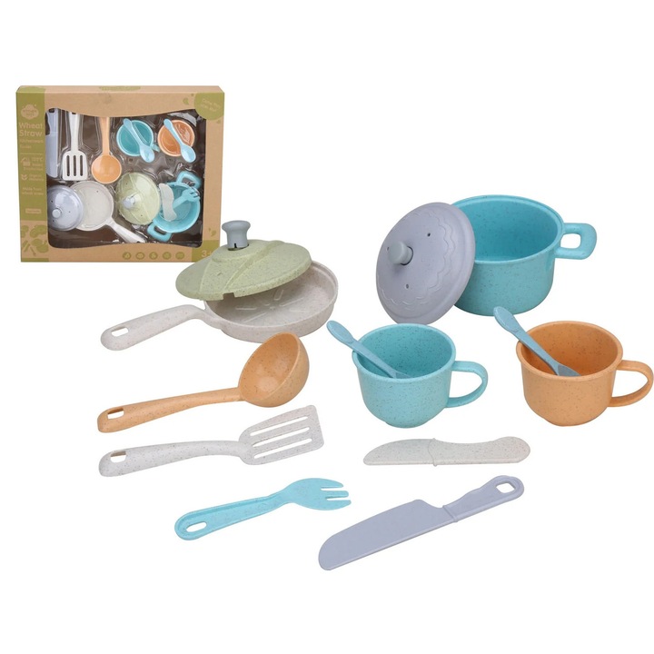 Bioplasztik konyhai készlet, TRK, 13 darabos, pasztell színek, 3 év feletti gyermekeknek