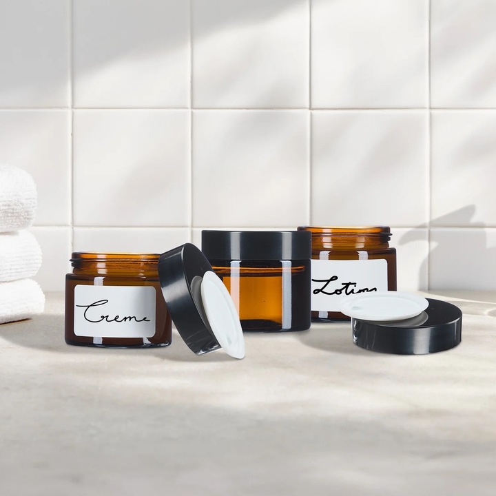 Комплект кехлибарени стъклени буркани с UV защита, херметически затворени, 4 броя