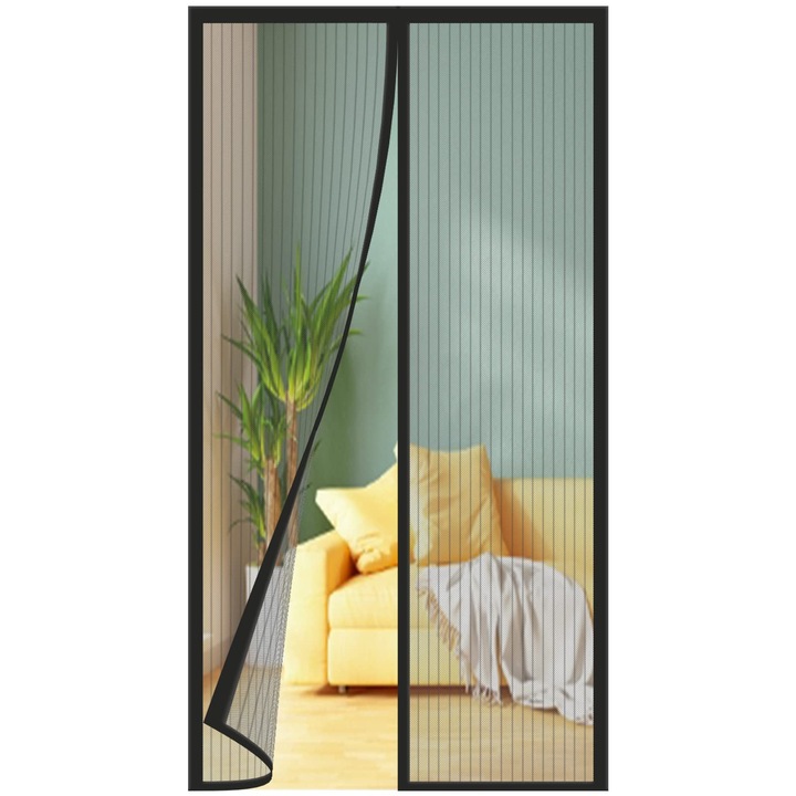 Plasa tantari, WENT, pentru usa balcon, magnetica, fara gaurire, 140x240 cm, Negru