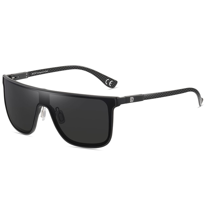 DUCO barbati's Ochelari de soare polarizati patrati Ochelari de soare for barbati Carbon Fiber Temple Ochelari de soare for Driving Fishing Golf DC8209 (Black Frame Grey Lens)