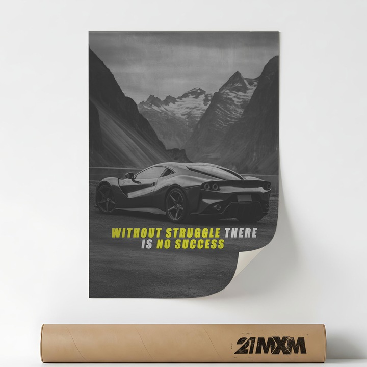 Poster 'Without Struggle There Is No Success' Pe Panza Mata – Design Minimalist, A4 (21 x 29.7 cm), Fara Rama