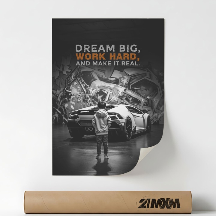 Poster 'Car Motivation 09' Pe Panza Mata – Design Minimalist, A4 (21 x 29.7 cm), Fara Rama