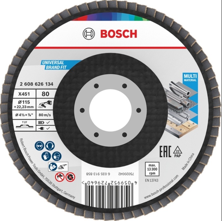 Disc de slefuire evantai X451, 115 x 22, 23 mm, G80, T27, 15 buc