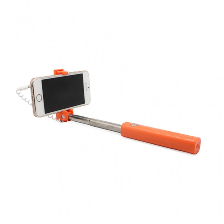 Trepied selfie Remax Mini XT-P02, portabil, cu jack de 3, 5mm, portocaliu