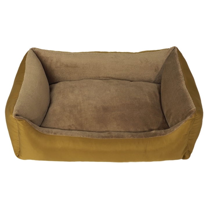 Pat pentru caini si pisici Buhuhoo, cu husa detasabila, bej cu bej, 70 x 55 cm