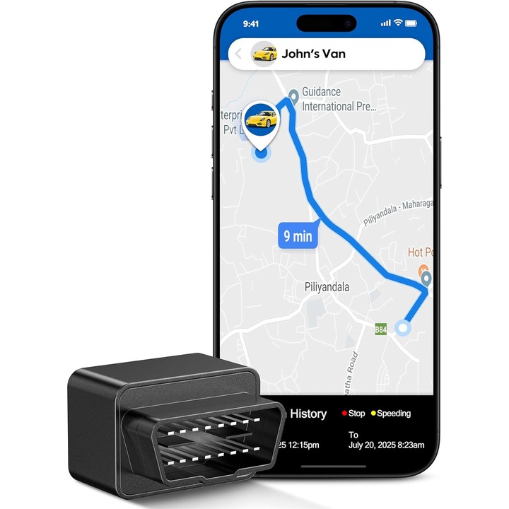 Mini GPS Tracker Auto 4G Profesional, Urmarire OBD, Portabil, Localizare Precisa in Timp Real, Alerta Depasire Viteza, Alerta Parasire Zona, Miscare, Perimetru Virtual, rezistent la apa si praf, Compatibil 99% Masini, OUYLAF, Negru