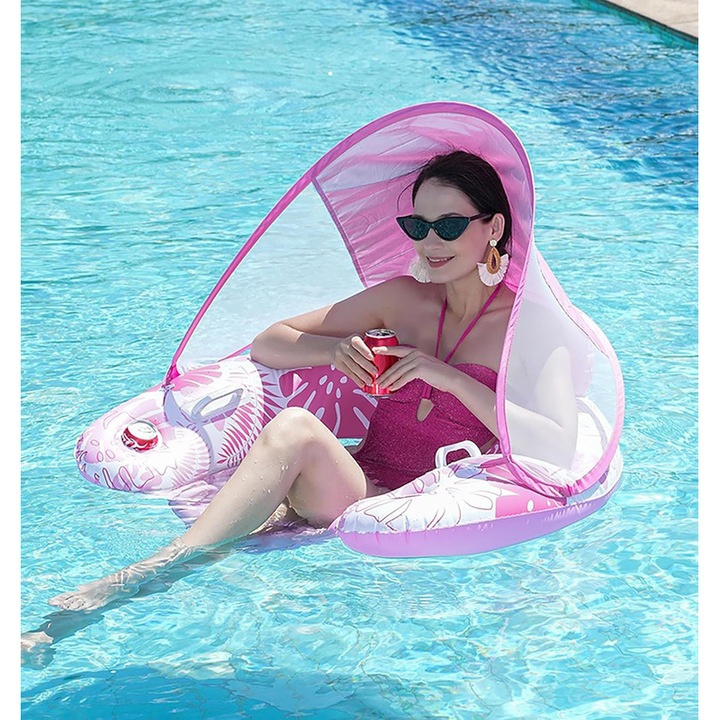Saltea gonflabilă cu baldachin Luoistu, 136kg, PVC, pentru piscină