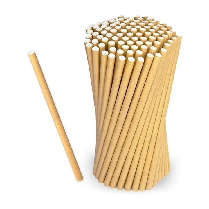 Set de 25 paie ecologice din hartie, crem, 6x197mm