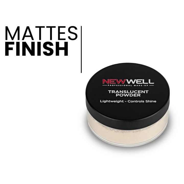 Pudră liberă translucida New Well, efect mat natural, transparent, pentru toate tipurile de ten