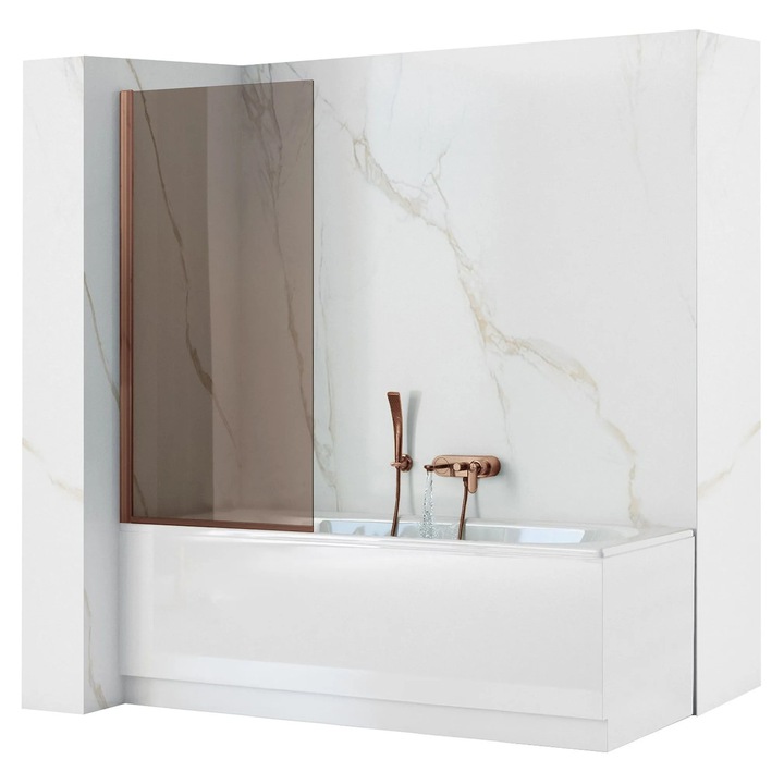 Paravan pentru cada Rea Elegant, cupru periat, sticlă fumurie, 80x140cm