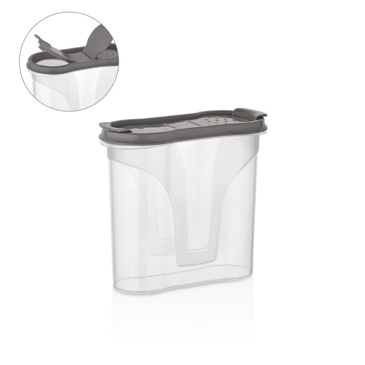 Recipient pentru condimente, Qlux, 300 ml, prevazut cu doua capace, Gri