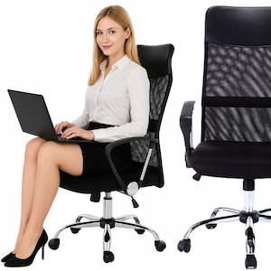 Scaun de Birou GALAXIA® Ergonomic cu Plasa Mesh, Rotativ, Reglabil pe Inaltime, Suport Lombar, Home Office, 140 kg, Negru