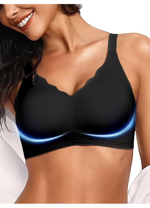 Sutien fără cusături Zidoley crem, elastic, Negru