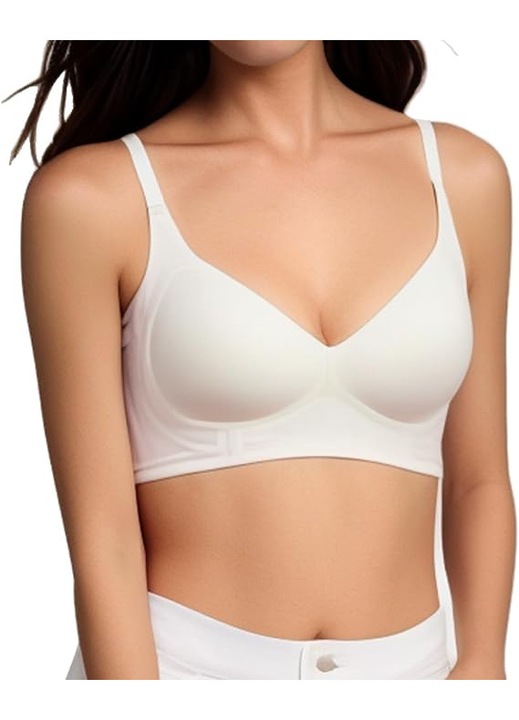 Sutien fără cusături Finabol, moale, elastic, alb, 2XL