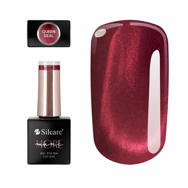 Oja semipermanenta Cat Eye Silcare Queen Deal 10g, burgund metalic, efect 3D