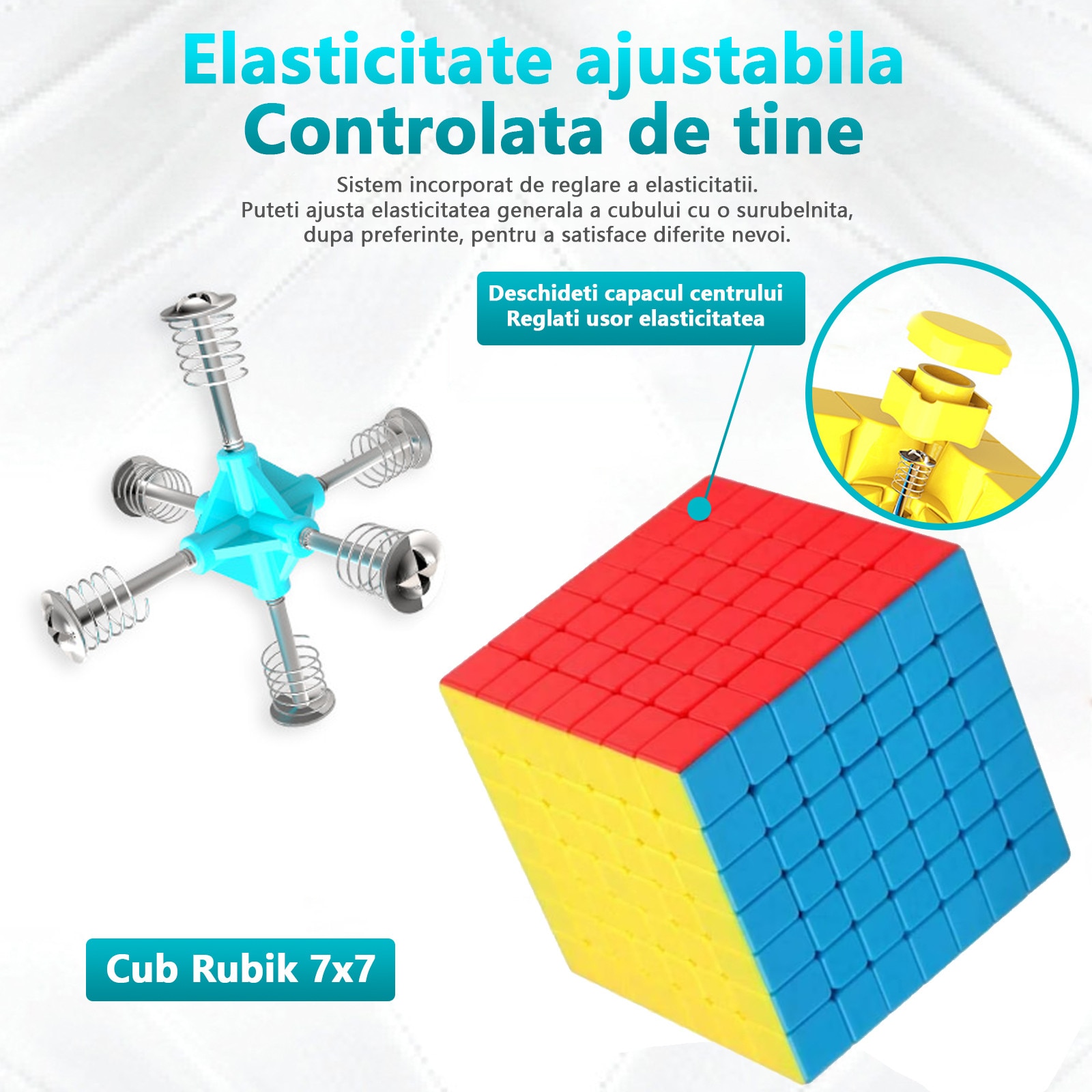 Cub Rubik Magnetic,7x7x7, Speed Cube din plastic ABS,182 g, 66mm ...