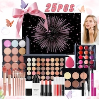 Trusa machiaj complet, BYONDSELF®, Set 25 produse machiaj, Includeti setul de perii de machiaj, Paleta de farduri de ochi, Set de luciu de buze, ruj, Fard de obraz, Mascara, Creion pentru sprancene, Pentru femei, Fete adolescente