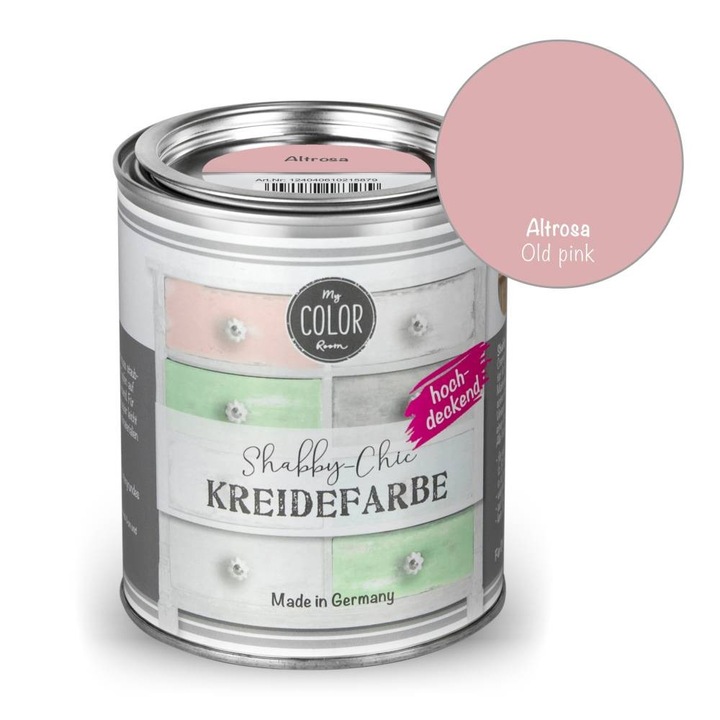 Vopsea creta pentru mobila, fara picurare, My COLOR Room by VIVA, 750ml Roz antic