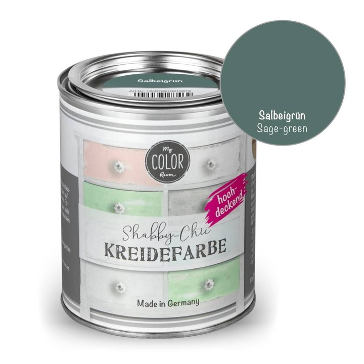 Vopsea creta pentru mobila, fara picurare, My COLOR Room by VIVA, 750ml Verde padure tropicala