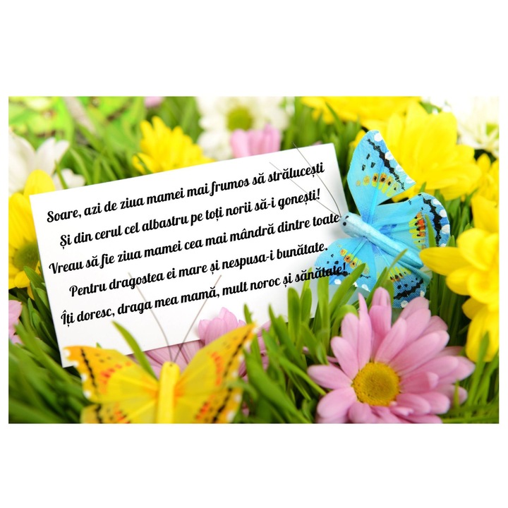 Felicitare magnet, personalizata pentru mama, aniversare, 1 martie, 8 martie, 10x15 cm, model versuri