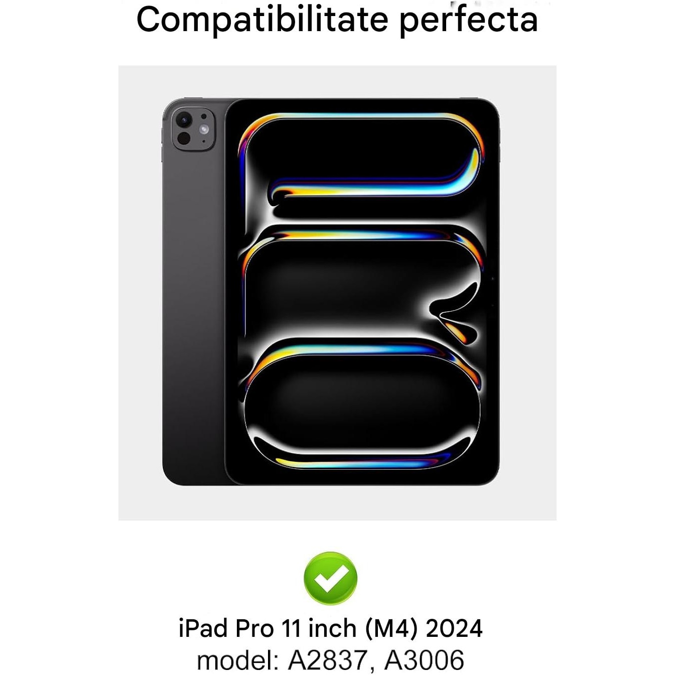 Husa compatibila cu iPad Pro 11 inch M4 2024, 5th Generation, Magnetic Removable Bluetooth 7-Color Lighting