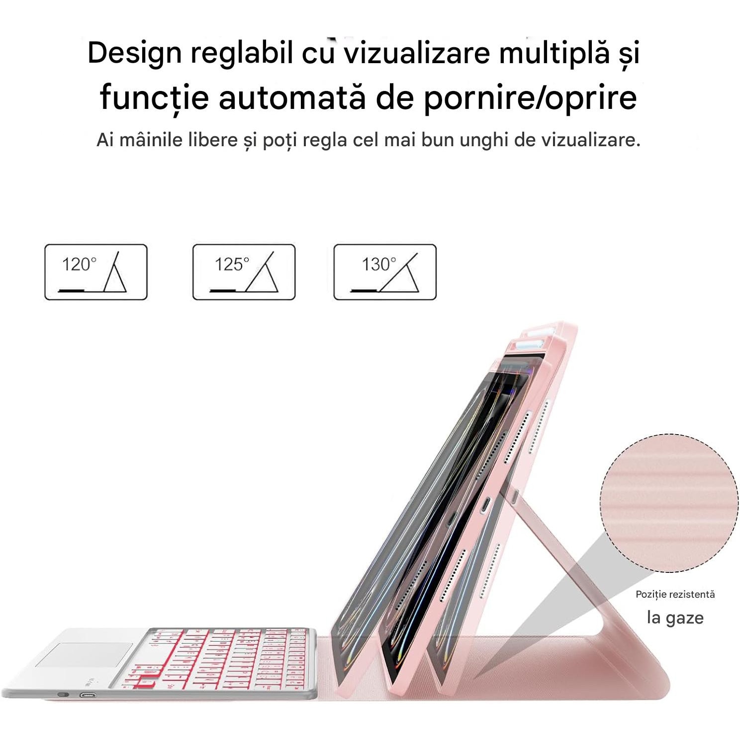Husa compatibila cu iPad Pro 11 inch M4 2024, 5th Generation, Magnetic Removable Bluetooth 7-Color Lighting