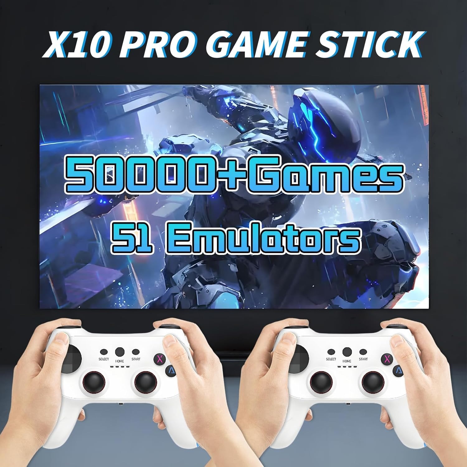 Consola Retro, BYONDSELF®, 128GB, 50000+ de Jocuri, Iesire 4K HDMI, 2 Controlere Wireless 2.4G, Plug si Play, Suport 2 Jucatori, Pentru TV, Proiector, Monitor, Alb/Albastru
