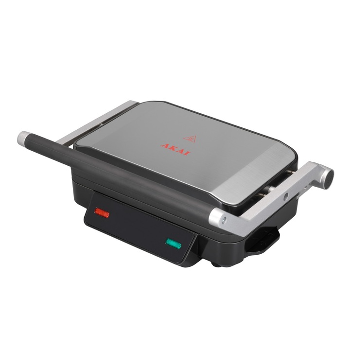 Panini Sandwich maker AKAI APA-356, Putere de 1200W, Deschidere la 180 °, Protectie la supraincalzire, Negru