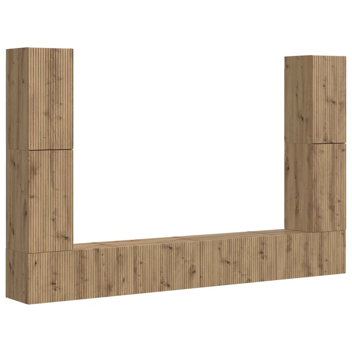 vidaXL Set comoda TV 8 pcs Stejar Artizanal Lemn compozit