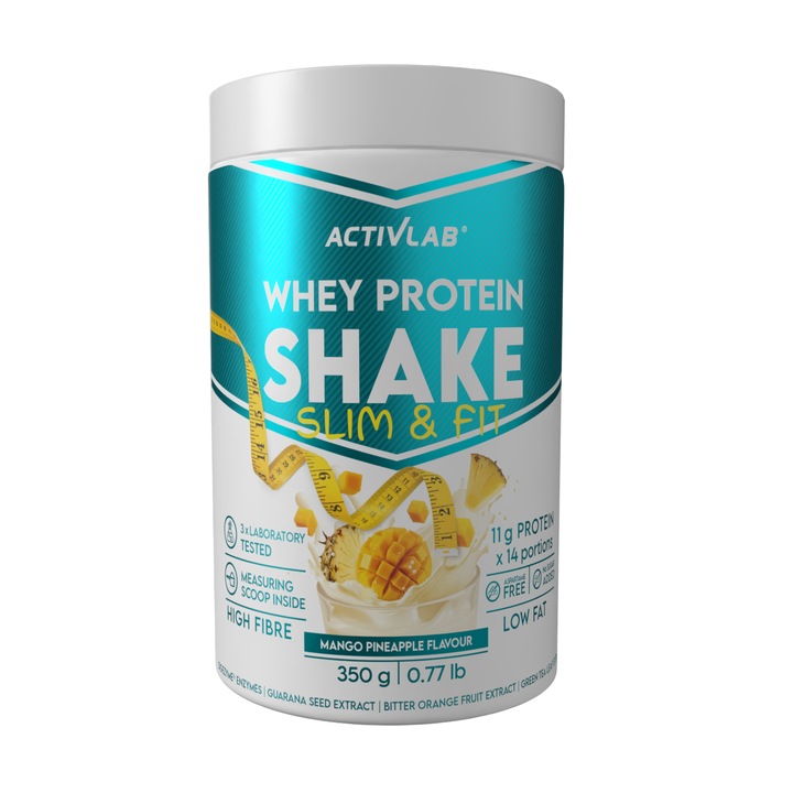 Activlab Whey Protein Shake Slim & Fit – Pudra proteica pentru slabire, mango-ananas, 350 g