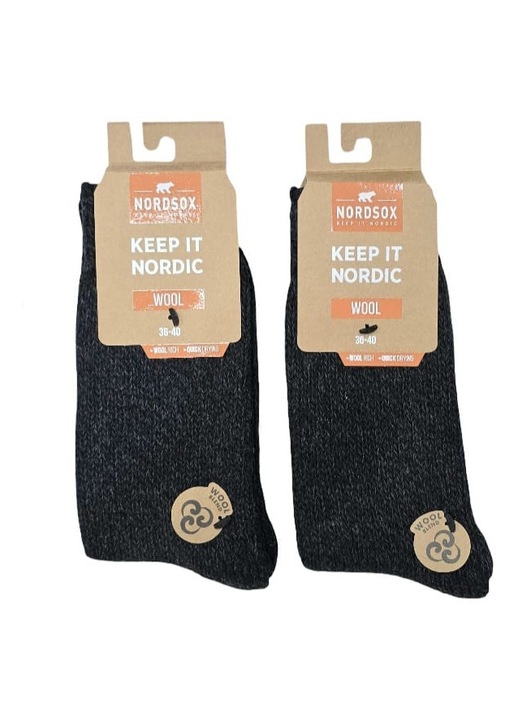 Set 2 Sosete de iarna, MASHASHOP, lana, negru, marimea 41-45