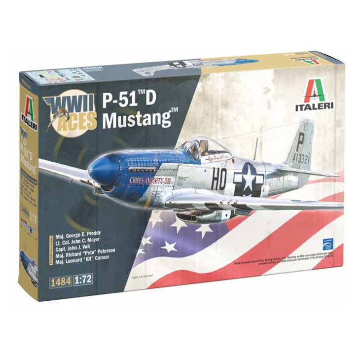 Macheta avion P-51D Mustang Aces Italeri, 1:72, 14cm, 5 versiuni