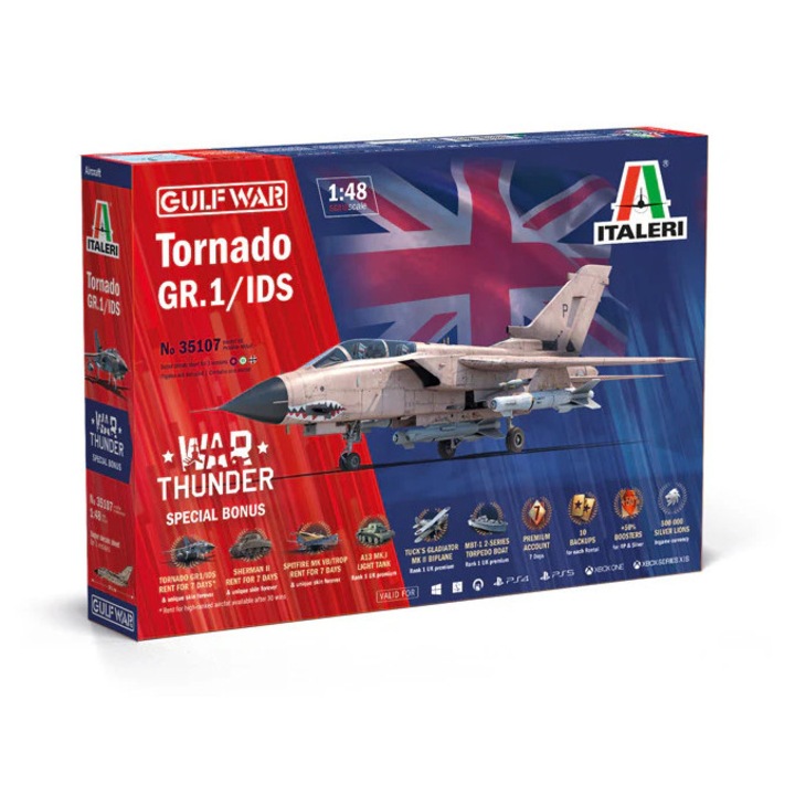 Tornado Gr.1/IDS katonai makett 1:48 Italeri, vadászrepülőgép modell, mérete 38,1 cm, War Thunder bónuszkód