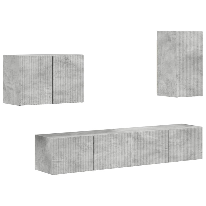 vidaXL Set Dulap pentru Televizor Montat pe Perete 4 pcs Gri din beton
