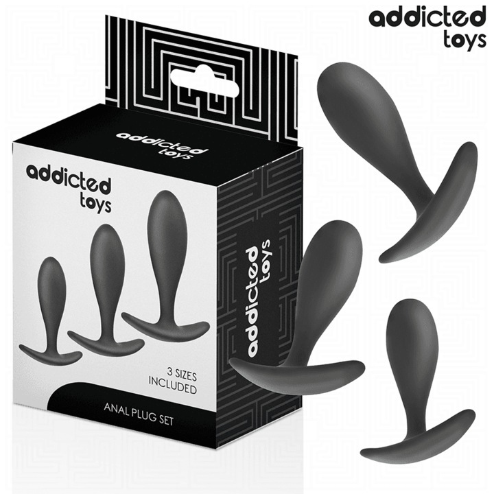 Set 3 pluguri anale ADDICTED TOYS – Anal Plug Silicone Model 2, silicon medical, marimi S/M/L