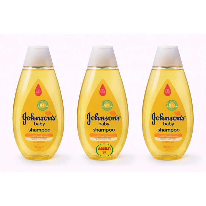 Set 3 buc Sampon Johnson's Baby 300 ml, formula fara lacrimi, ingrediente naturale