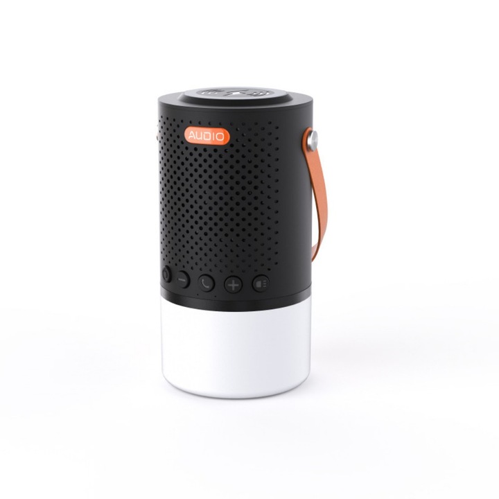 Преносим Bluetooth високоговорител ES-T66, 10W, свързване на няколко високоговорителя (до 256 бр.), безжично зареждане 5W, батерия 2600mAh, автономност 20ч, цветен LED, устойчив IP66, входове AUX/TF, черен