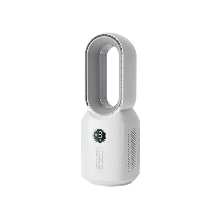 VeniSymlis® Include ventilator fara palete cu difuzor Bluetooth, lumina ambientala blanda cu dubla functie, sursa mare de aer cu unghi larg, 3 viteze ale vantului, baterie de 4000mAh, potrivit pentru dormitor, birou