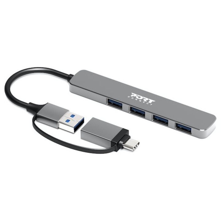 Hub USB 4 Porturi 3.0 Slim Combo, PORT CONNECT