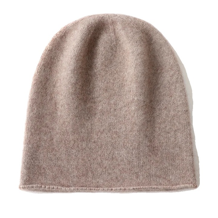 Caciula din casmir 100%, unisex, camel, 25x26cm