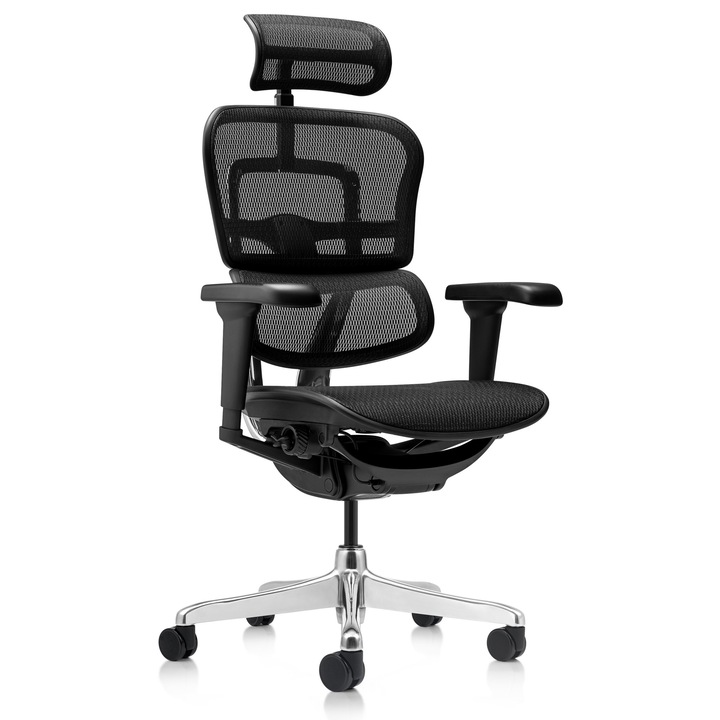 Scaun managerial Antares Ergohuman 2 Ultra Black, ergonomic, suport lombar reglabil, brate 4D, 112.5-129cm