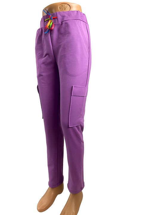 Pantaloni lungi bumbac dama Elprod, Mov