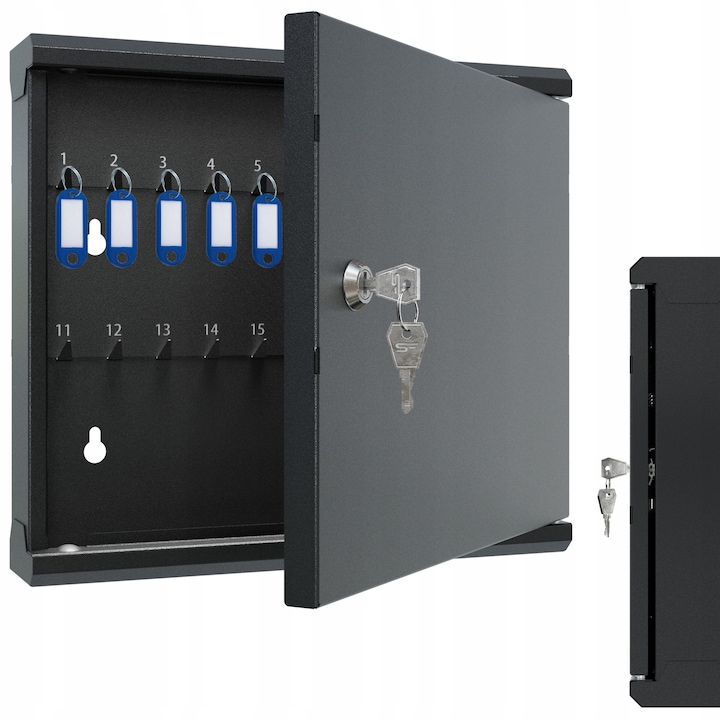 Dulap pentru chei - Cutie metalica pentru chei cu 40 de carlige, cutie pentru chei cu incuietoare