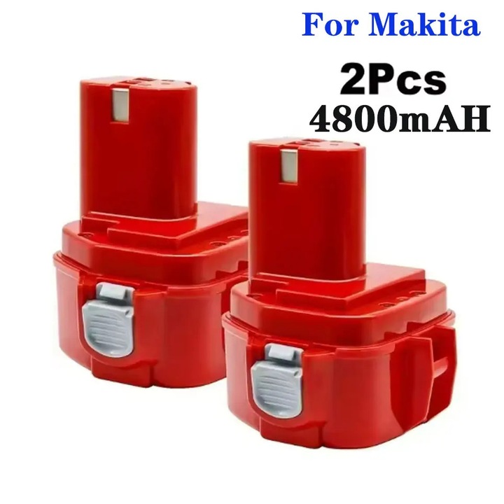 Acumulator 12V pentru Makita PA12, Baterie Ni-MH pentru scule electrice, Capacitate mare 4800 mAh, Set 2 bucati rezerva, Compatibil 1200 1220 1201 1222 1233SA B1235 192681-5, 2 buc 4800 mAh
