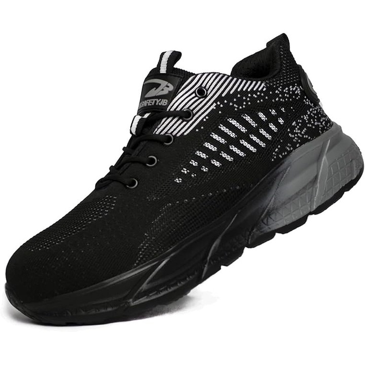 Pantofi de protecție unisex cu bombeu metalic, negru/gri, talpă EVA, mărimea 40 EU