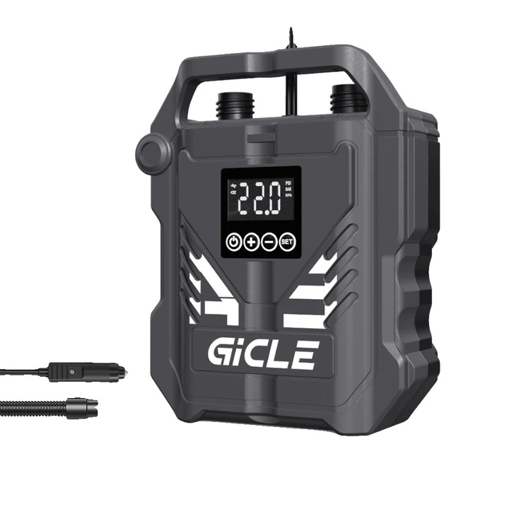 Pompa de umflat electrica, design prietenos, neagra, 120W, 207x170x76mm