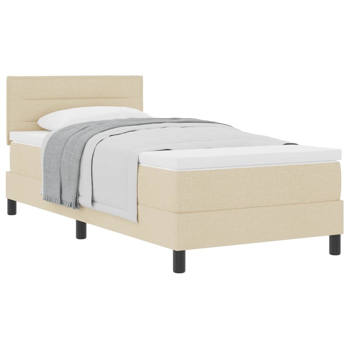 Boxspring ágy matraccal matracmal Krém 100 x 200 cm szövet, vidaXL, 3338592