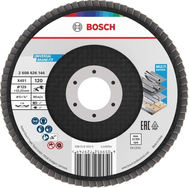 Disc de slefuire evantai X451, 125 x 22, 23 mm, G120, T29, 15 buc