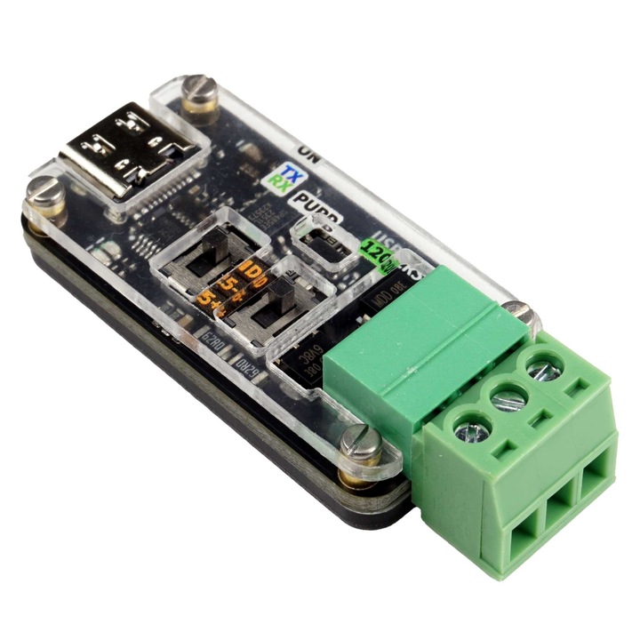 Modul convertor USB la RS485, Elektroweb, CH340E, 2 Mbps, rezistențe 1 kO și 120 O, 41x21mm